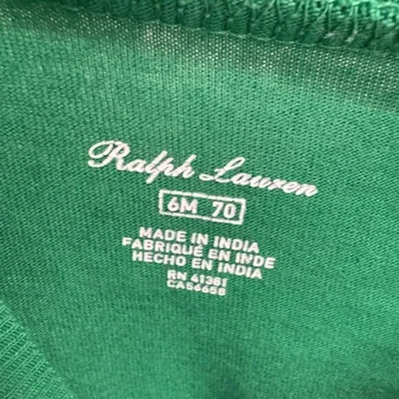 Ralph Lauren Green, Navy, White Rugby-Stripe 6 Month Romper with Bonus Shirt - Picture 4 of 4